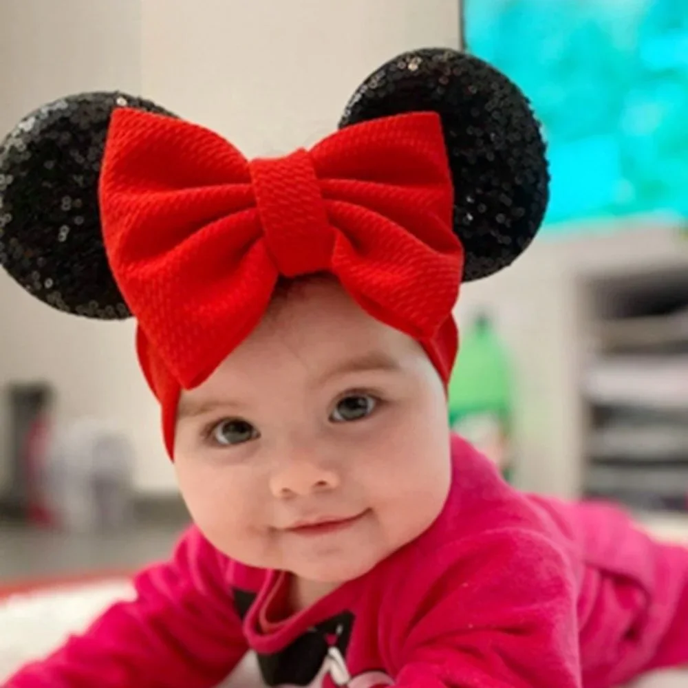 Minnie Mouse Red Ears Bow Headband Sequin Disney
